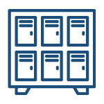 Image is of two rows of three lockers per row.