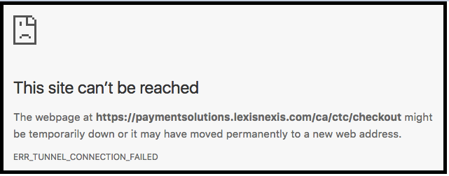 Payment site cant be reached