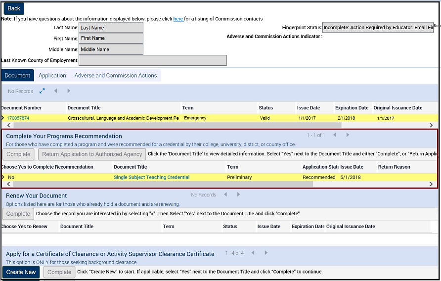 Recommendation section