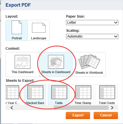 dash-export-2 Shows the Sheets in Dashboard option