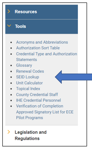 Step 1. An arrows points to the SIED Lookup link