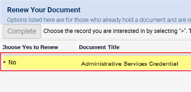 Highlighted document: Administrative Services Credential