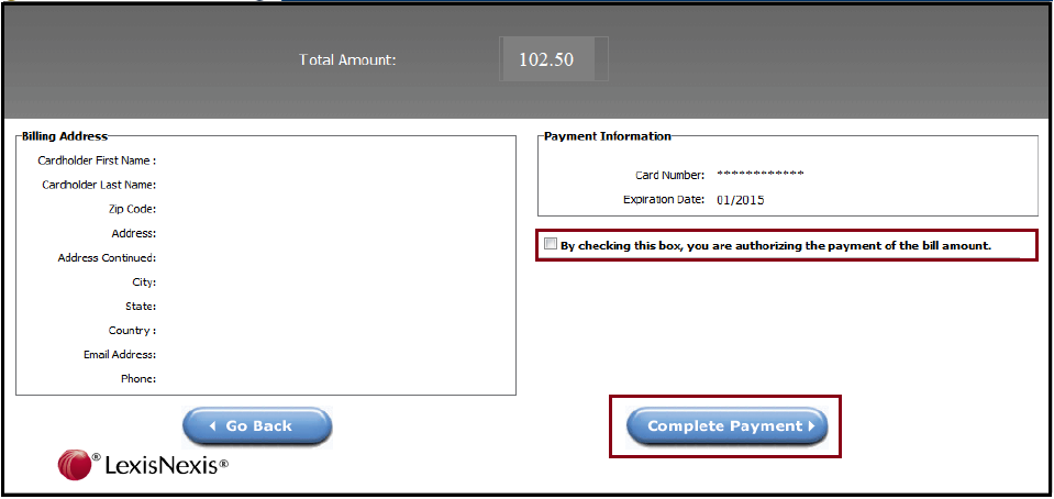 Authorize and complete payment