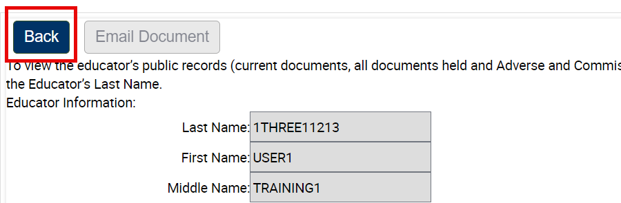 Highlighted Back button 