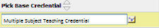 Selection box with Multiple Subject Teaching Credential selected