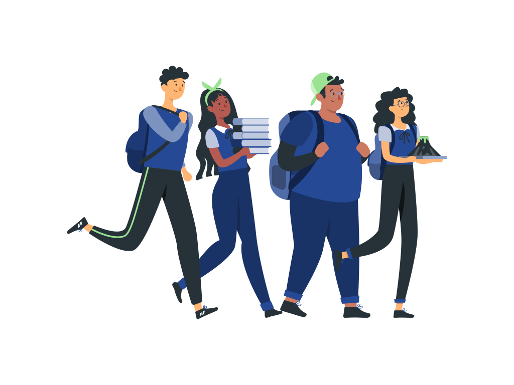 Four aspiring educators strolling to class